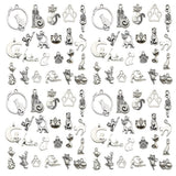 WOCRAFT 120pcs Antique Silver Cat Charm for Jewelry Making Alloy Cat Charms for DIY Crafts (SN015)