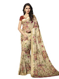 Satrani Womens Chiffon Saree (1026ST401_Beige_Maroon)