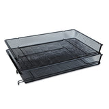 Universal UNV20012 17 in. x 10.88 in. x 2.5 in. Deluxe Mesh Stacking Side Load Tray Legal Size, Black