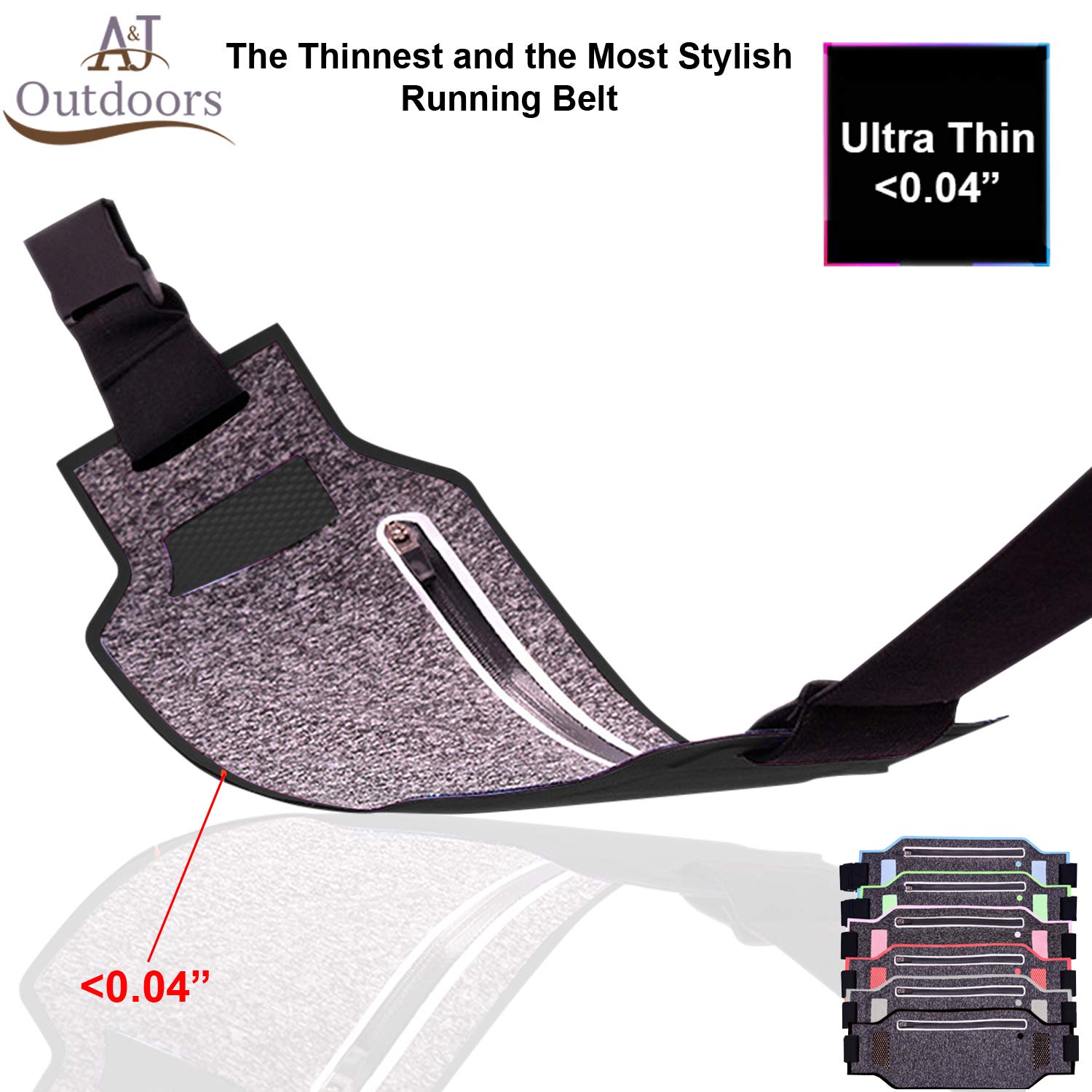 ANJ Outdoors Super Slim Water Resistant Money Belt, Running Belt for Women and Men, Expandable Phone Belt to Hold Cell Phones, C