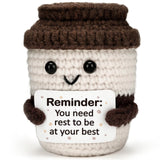 Positive Crochet Coffee Gift Mini Funny Birthday Easter Gifts for Women Men Self Care Inspirational Gifts for Coworkers Teachers