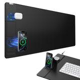 Wireless Charging Mouse Pad with Foldable Phone Holder, 31.5x15.8 Large Desk Mat for Laptop/Keyboard, Waterproof Ultra-Smooth Su