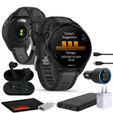 Garmin Forerunner 165 Music GPS Running Smartwatch, Fitness Tracker Smart Watch for Women and Men Bundle with Accessories - Blac