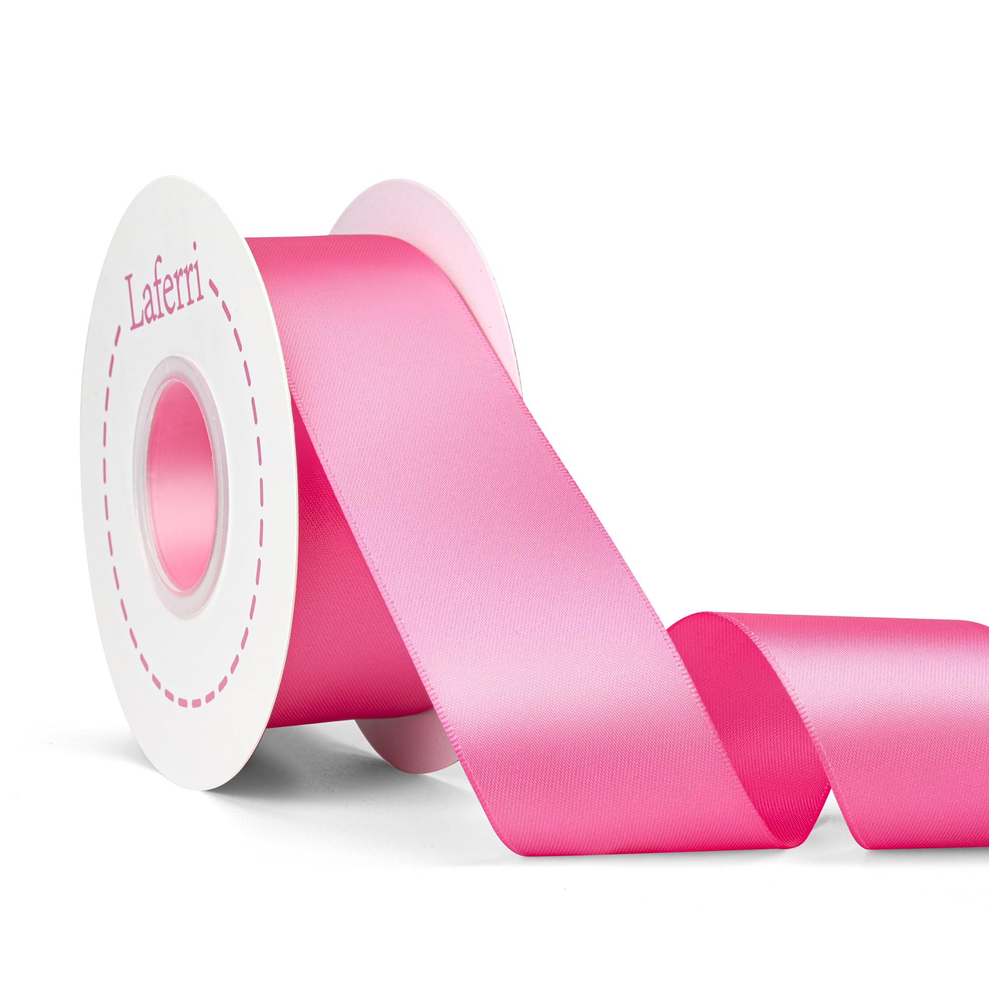 Laferri Hot Pink Satin Ribbon Double Faced,1-1/2 X 25 Yards,Fabric Ribbon Use for Gift Wrapping DIY Craft Floral Bouquets Weddin