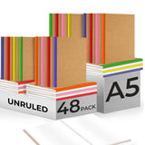 Rosmonde 50 Pack Kraft Notebooks Bulk, Softcover A5 Blank Journals