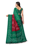 Satrani Womens Tassel & Bandhani Printed Silk Saree With Unstitched Blouse Piece(2362Sr570_Bottle Green, Maroon)