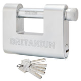 Britanium BRB80 Heavy Duty Container Lock  with 5 Keys - 13mm Cut Resistant Shackle, Weatherproof Chrome Plated Body | High Sec