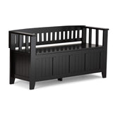 SIMPLIHOME Acadian Entryway Storage Bench - 48 inch Wide Solid Wood Hallway Seat in Black, Transitional Bench for Entryway or Li
