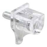 PrimeLine 242159 Small Shelf Support Peg, 3mm. Metal Stem, Clear Plastic Support (8 Pack)