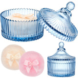 Tioncy 3 Pcs Large Body Powder Puff and Container Crystal Container Soft Washable Reusable Velour Face Body Glitter Powder Puff 
