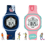 Spiky Digital Sports Watch For Kids Combo (Blue & Pink) | Multifunctional With Luminous Display & Alarm | Water Resistant & Sili