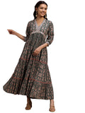 Libas Women'S Cotton Fit And Flare Midi Dress (29168_Green