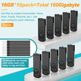 16GB USB Flash Drive 10 Pack Thumb Drive Kepmem USB 2.0 Flash Drive Bulk Metal USB Memory Stick Swivel Pendrive Keychian Design
