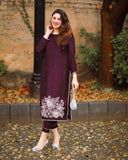 Anni Designer Women'S Rayon Straight Embroidered Kurta With Pant Set (Pital-Wine_S_Wine_Small),Wine,S,Rayon,Regular,Kurta