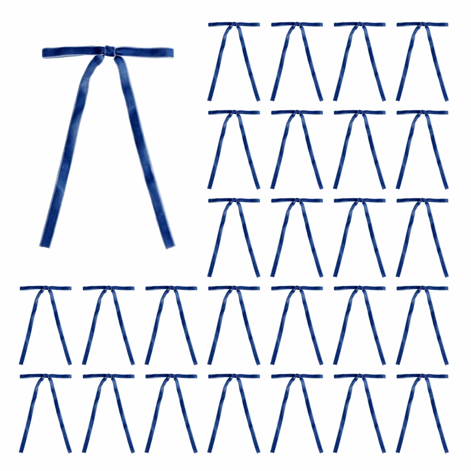 Meseey 30 Pcs Dusty Blue Velvet Christmas Bows 5 x 7 Inch Rustic Vintage Wedding Velvet Ribbon Gift Bows for Tree Wreath Garland