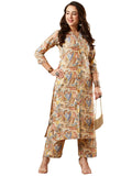 Gosriki Women'S Cotton Blend Printed Straight Kurta With Palazzo Set (Half Blue-Nw-Gs_L_Blue_Large),Blue,,B0CJY73X58