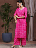Libas Women'S Pure Cotton Kurta Set (390840R Pink 2Xl