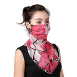 Youstylo Face Mask Scarf For Women Latest Sun Protection Outdoor Riding Protective Chiffon Floral Print Lightweight Scarves Mask