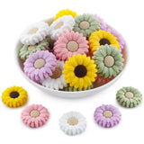 Lovyomi 30mm Silicone Focal Beads for Pens, 15pcs Sunflower Silicone Beads for Keychain Making Bracelet Necklace Making DIY Craf