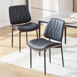BV Mid Century Modern Dining Chairs Set of 2, Upholstered Pu Leather Accent Chair with Walnut Bentwood Back, Armless Kitchen Cha