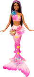 Barbie Mermaid Toy Dolls with Surprise Magic Blooming Flowers Feature, Ombre Tails, Pearl Headband Accessory & Long Brown Hair w