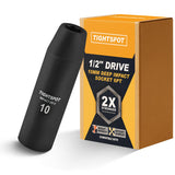 TIGHTSPOT 1/2 Inch Drive 10 mm Deep Impact Socket with Anti-Rounding 6 Point Design, Heat-Treated CRV Steel