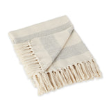 DII Rustic Farmhouse Cotton Cabana Striped Blanket Throw with Fringe, 50 x 60 - Cabana Striped Gray & Off-White