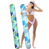 Soulchen 2 Pack Inflatable Pool Noodles Soft Fabric Covered 54'' Large Swim Noodles for Adults Hawaii Tropical Palm Leaves Premi