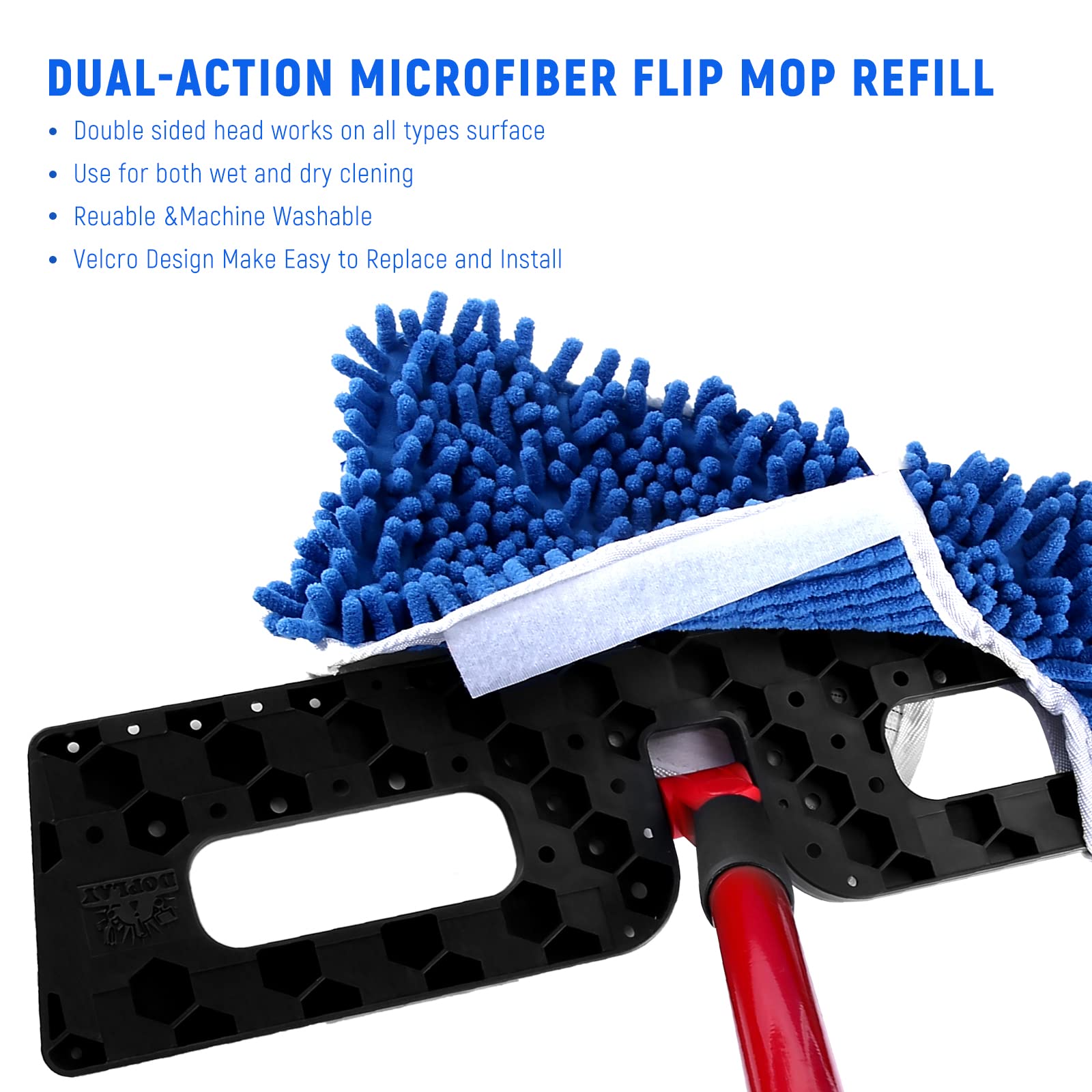 4 Pack Microfiber Flip Mop Refills,Compatible with O-Cedar Dual Action Mop,Replacement Mop Heads for Dry/Wet Use,Machine Washabl