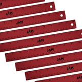 JAM PAPER Strong Aluminum Bulk Rulers - 12 Inch - Metal Ruler with Non-Skid Cork Backing - Red Metallic - 12/Pack