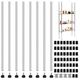 Thyle Set of 2 Wire Shelving Poles Including 8 Pcs 11.8'' Poles and 50 Pcs Shelf Clips, Heavy Duty Chrome Commercial Wire Shelvi