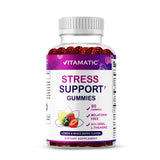 Vitamatic Stress Relief Gummies with GABA, L-Theanine, Lemon Balm - Lemon & Mixed Berry Flavor - 60 Gummies - Vegan, Non-GMO, Gl
