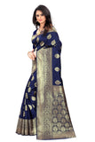 Sugathari Womens Banarasi Saree Pure Kanjivaram Silk Saree Soft New Ladies 2023 Design Wear Pattu Sarees Latest Cotton Party Sari Collections With Blouse Piece For Wedding Sadi (Pari 6 N Blue)