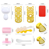 Cute Cat Rice Ball Molds 6 Sets Sushi Molds Bento Box Accessories Kits with 1PC Musubi Maker Press Mold, 2PCS Gimbap Molds Trian