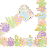 Whaline 32.8Ft Coral Bulletin Board Border Pastel Coral Die Cut Trim Border Roll with Gold Foil Edge for Summer Ocean Party Chal