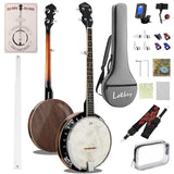 Lotkey 38-Inch 5 String Banjo, Remo Drum Head Full Size Banjos, Resonator and Open-Back Dual Styles with Beginner's Manual, Banj
