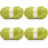 BATELO Velvet Chenille Yarn for Crocheting & Knitting 1440 Yards, Soft Thick Fluffy Bulky Blanket Yarn, 4 Pack of 10.5oz (Pear G