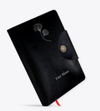 Brown Cloud Personalized Leather Cover Notebook/Diary With Button Lock, Personalised/Customized Message/Quote/Name For Personal/