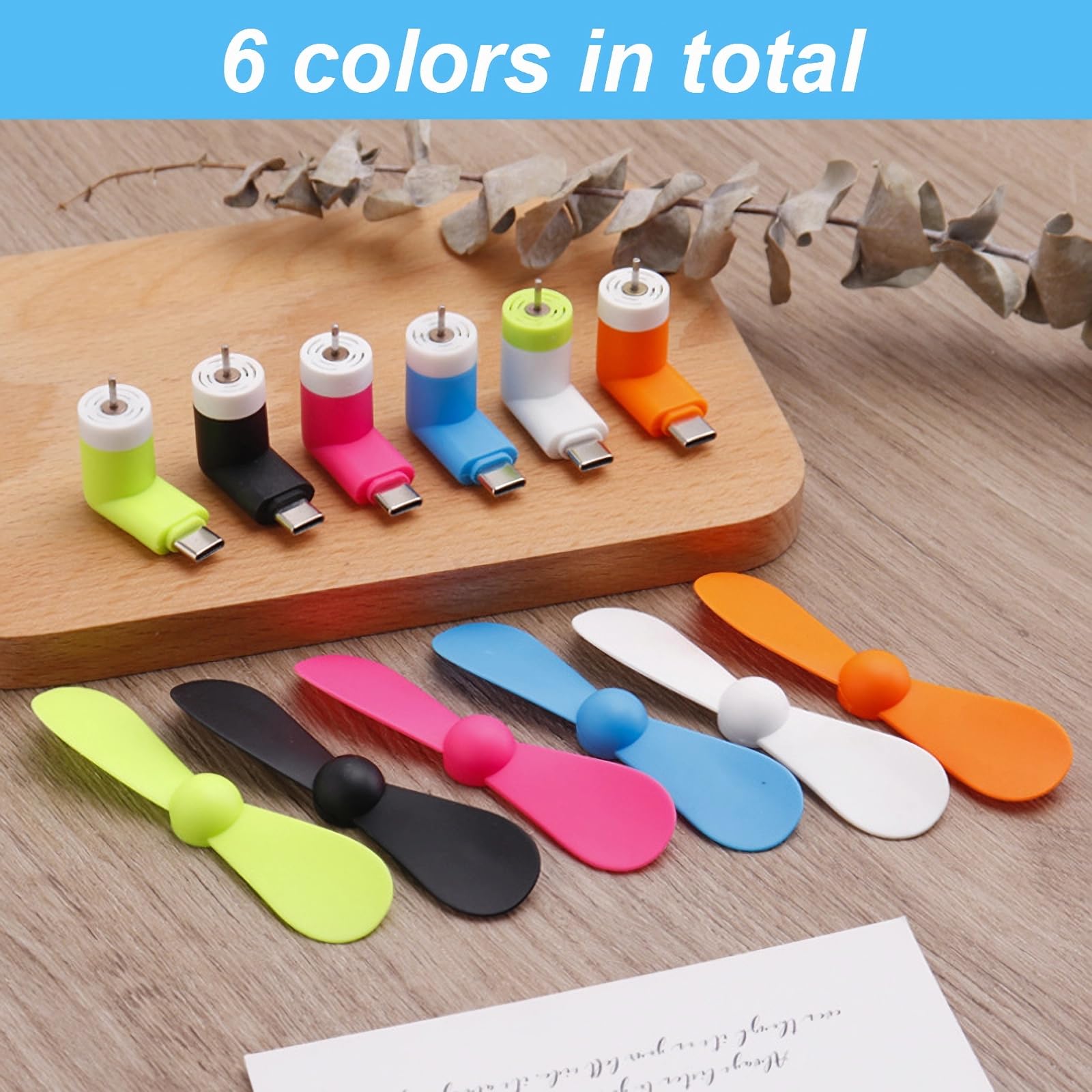 MIMIRACLE Mini Cellphone Fan Portable Mobile Phone Fan Compatible with TypeC iPhone and TypeC Phone, Summer Accessories (6 Pack)