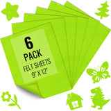 6PCS Felt Fabric Sheets 9 x 12 - 1.6mm Thick Soft Felt for Craft Sewing DIY Patchwork Art Projects Decorations (Apple Green)