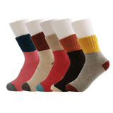 Kaariss WomenS Wool Socks Vintage Style Winter Warm Thick Knit Cozy Crew Socks, 5 Pairs, Style 01, One Size