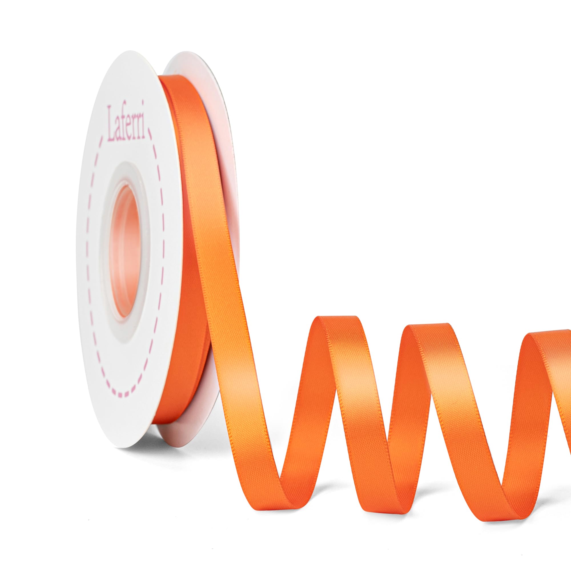 Laferri Russet Orange Satin Ribbon,Double Faced 3/8 X 25 Yards,Fabric Ribbon Use for Gift Wrapping DIY Craft Floral Bouquets Wed