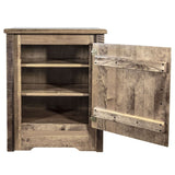 Montana Woodworks Homestead Collection Accent Cabinet With Laser Engraved Bronc Design, Right Hinged, Stain & Clear, Stained & C