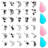 30 Pcs Face Paint Stencils Kits Face Painting Stencils Reusable Body Makeup Painting Templates with 4 Sponge for Party Halloween