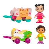 CoComelon Lane Little Vehicle 2-Pack Bundle - Ninas Bunny Buggy and Ceces Kitty Cart - Free-Wheeling Toy Vehicles - Fun, Engagin