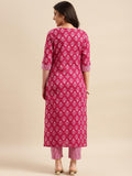 Gosriki Women'S Cotton Blend Printed Straight Kurta With Pant (Pi Rani-Gs_Xxl_Pink_Xx-Large),Pink,2,B0C96FFGSV