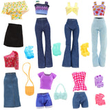 BARWA 17 Pcs Doll Clothes and Accessories for 11.5 Inch Girl Dolls Including 7 Sets Fashion Floral Skirts and Denim Skirts, Casu