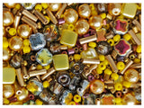 65 g Glass Bead Mix, Saffron Yellow, Czech Glass
