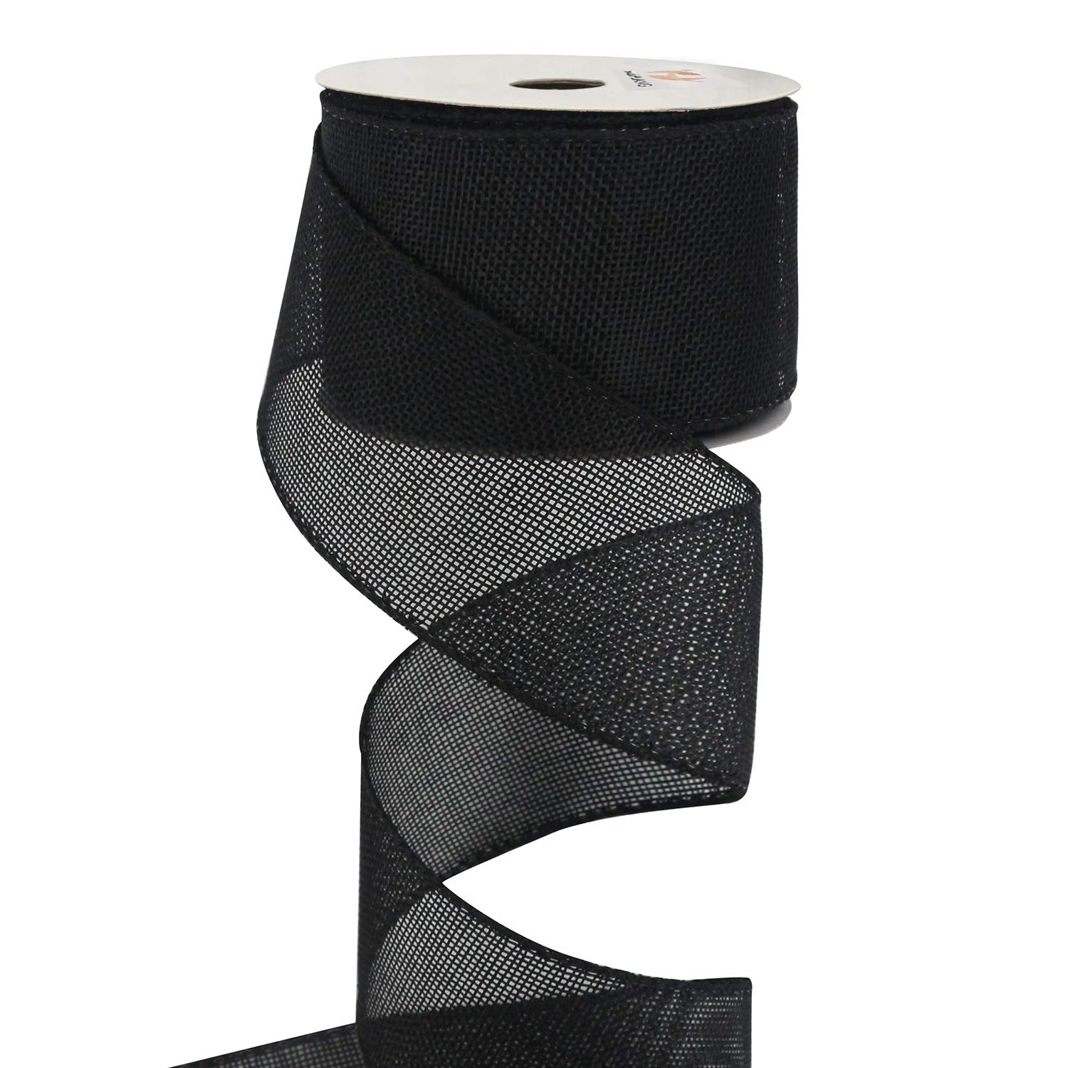 HUIHUANG Black Burlap Ribbon Wired Ribbon for Gift Wrapping Solid Wired Edge Ribbon, 2.5 inch x 10 Yards