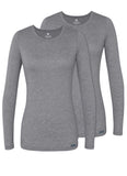 Adar Underscrubs for Women 2 Pack Long Sleeve Underscrub Comfort Tee 2902 Dark Marl Gray XS
